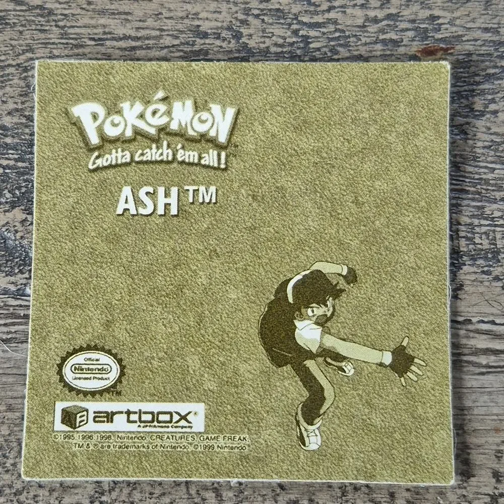 Vintage 1999 Artbox Pokemon Sticker Ash R17 Gold Series 1 Prism Holographic